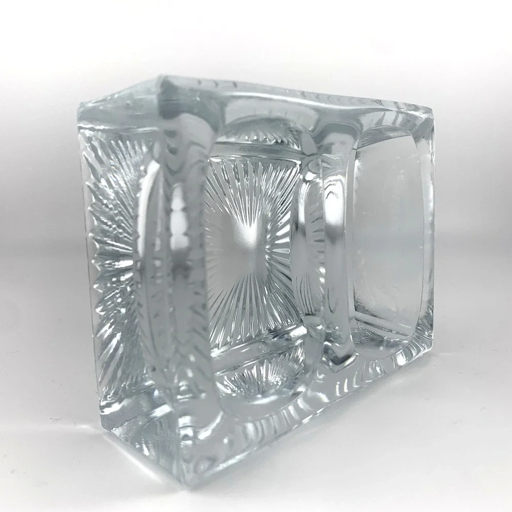 Antique Double Open Salt Cellar Starburst Pattern Heavy Pressed Glass Vintage‎